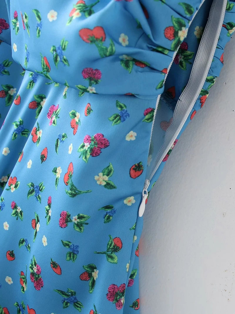 

Women's Sexy Style Dress A-line Floral Pattern Short Sleeve Backless Above Knee,mini Puff Sleeve V-neck Breast Wrapping Summer