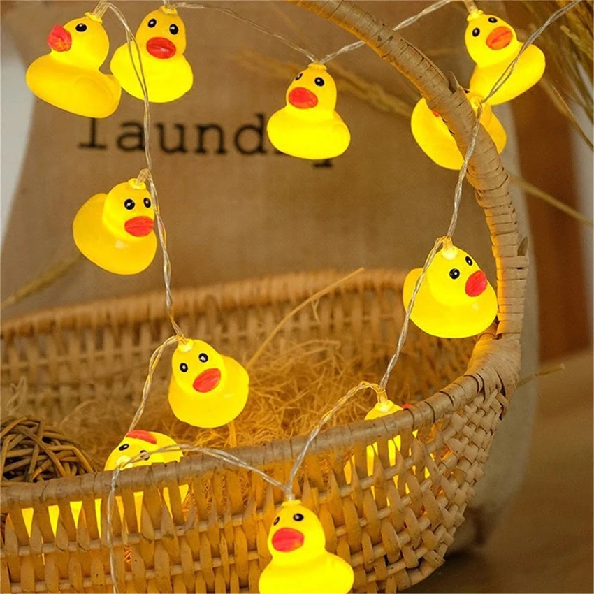 

10Leds Mini Yellow Duck LED String Light Glow Indoor Outdoor Xmas Wedding Party Battery Operated LED Fairy Light