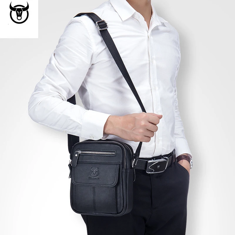 2021 new mens genuine leather messenger shoulder bag vintage cow leather male casual multifunction small crossbody bag fashion free global shipping