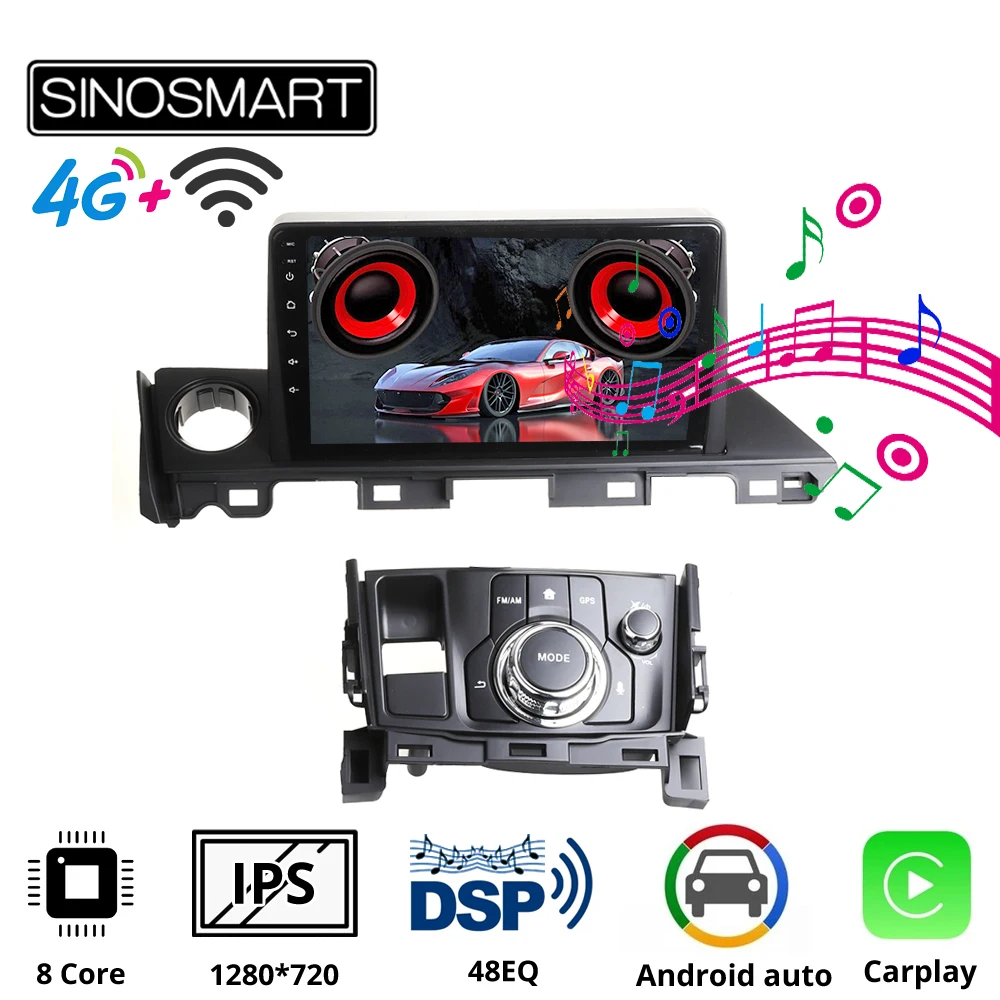 SINOSMART Автомобильный GPS навигационный плеер для Mazda 3 Axela 2014-2019 6 Atenza 2017-2018 Поддержка 8