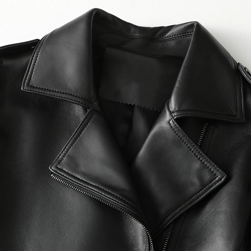 Lautaro короткая черная кожаная байкерская куртка для женщин 2020 с длинным рукавом на