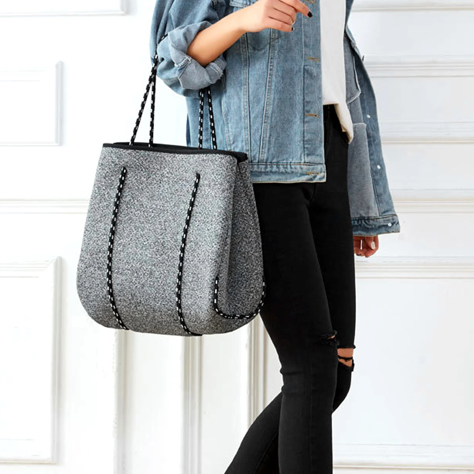 New Outdoor Beach Bag Breathable Neoprene Beach Bag Large Capacity Casual Mommy Hand Strap Shopping Bag