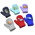 Детские теплые перчатки с мультипликационным динозавром, зимние перчатки для детей, детские перчатки с пальцами, теплые детские варежки для улицы