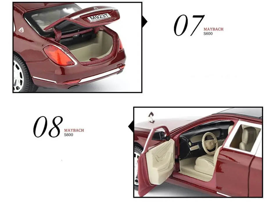 1/24 Maybach S600 металлическая модель автомобиля литая под давлением сплав высокая имитация, модели автомобилей 6 дверей можно открыть инерционные игрушки для детей Difts