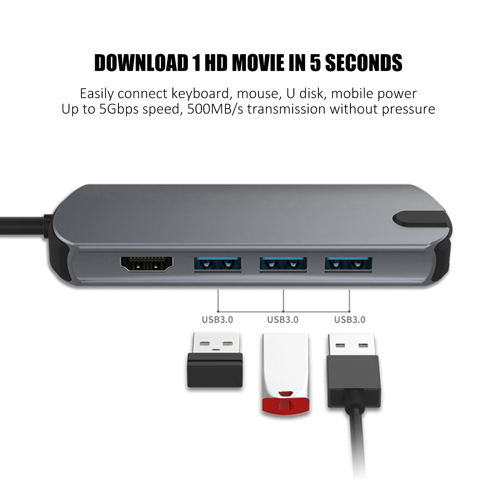 

8 In 1 HUB Dock USB C Splitter PD Charging 4K Transmission USB3.0 Adapter USB C HUB Type C To HDMI-Compatible USB 3.0 Adapter