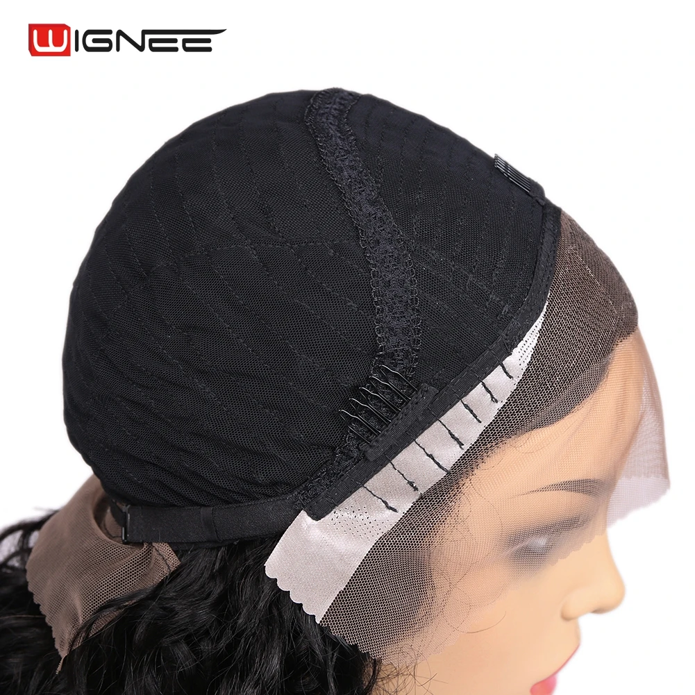 Wignee парик из натуральных волос на кружевном переде, короткий, стриженый, кудрявый, для женщин, натуральный черный/Омбре, коричневый, парики из человеческих волос для афро-американских