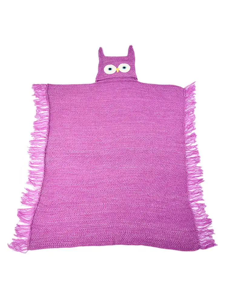 Милое вязаное шерстяное одеяло в виде головы совы стильное пончо новинка для