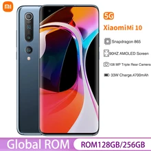 Global rom xiaomi mi 10 5g smartphone 128gb/256gb snapdragon 865 nfc 108mp câmera 90hz display 33w carga rápida 4700mah bateria (4)