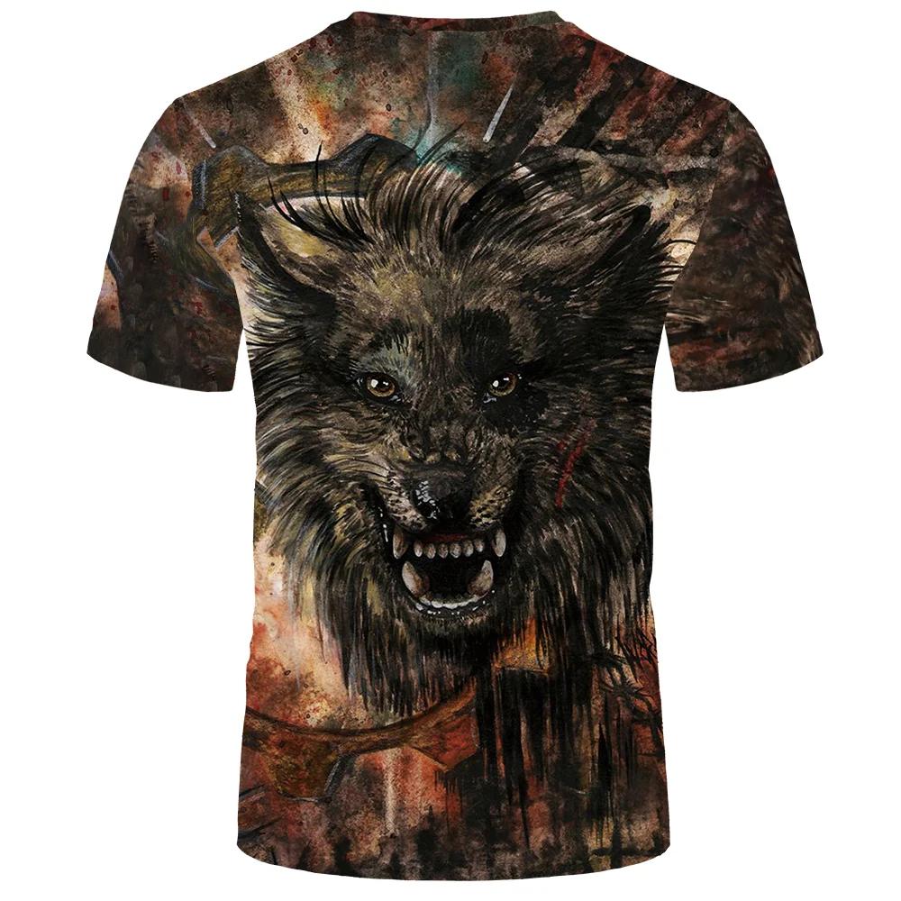 

Summer 2021 Latest Animal Wolf T Shirt Men 3D Print Cute Funny T-shirt Fashion O-Neck Casual Short Sleeve Harajuku Men clothing