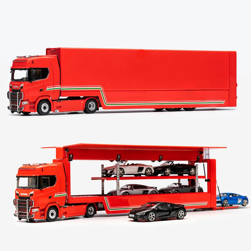 KENGFAI 1:64 Scania S730 двухуровневый буксировочный грузовик литый под давлением модель