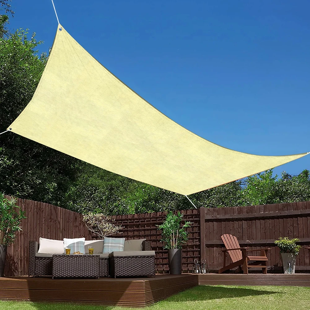 Outdoor Indoor Sun Shade Sail Canopy Mesh Beige Triangle UV Blockage Awning Fabric Cover Cloth | Дом и сад