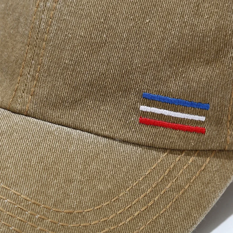 Бейсболка Мужская женская хлопковая с вышивкой в синюю красную и белую полоску