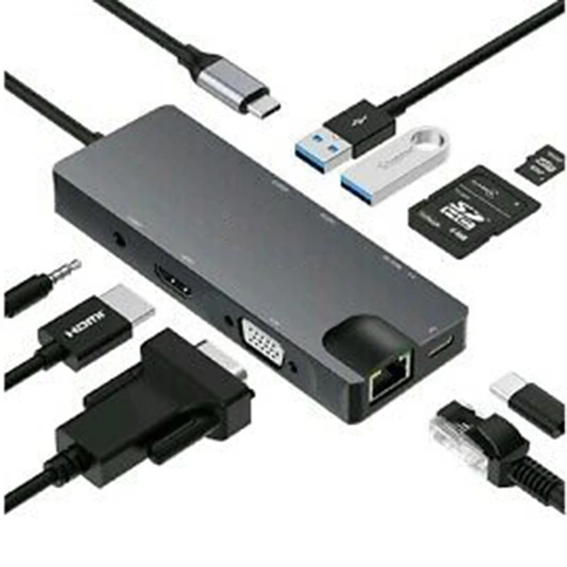 Basix USB C концентратор типа к 3 0 Thunderbolt HDMI 5 мм аудио RJ45 адаптер для MacBook Pro samsung Galaxy S9