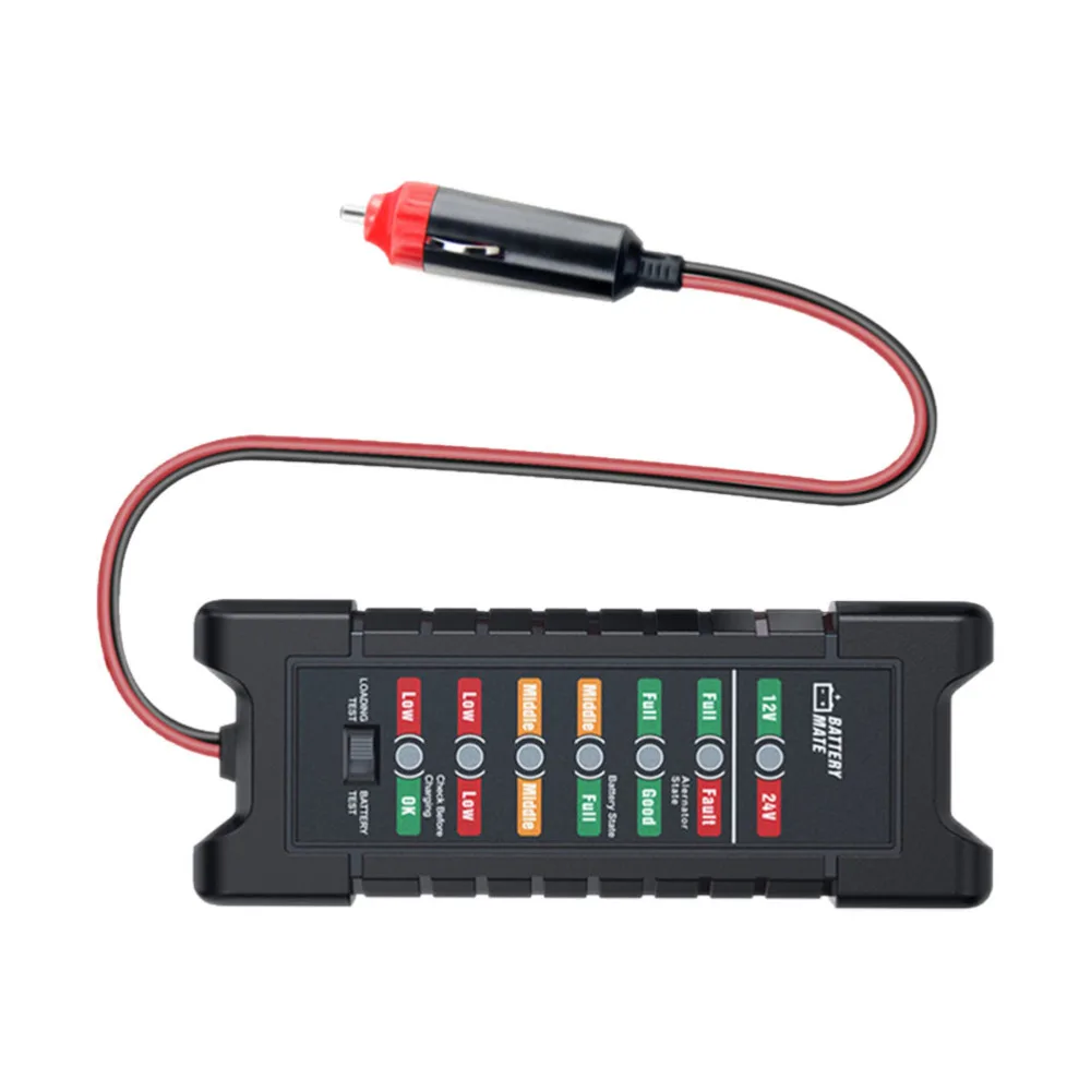 

12V/24V Car Battery Tester Battery Mate Alternator State Digital Tester LED Lights Display Diagnostic Tool with Cigarette Lighte