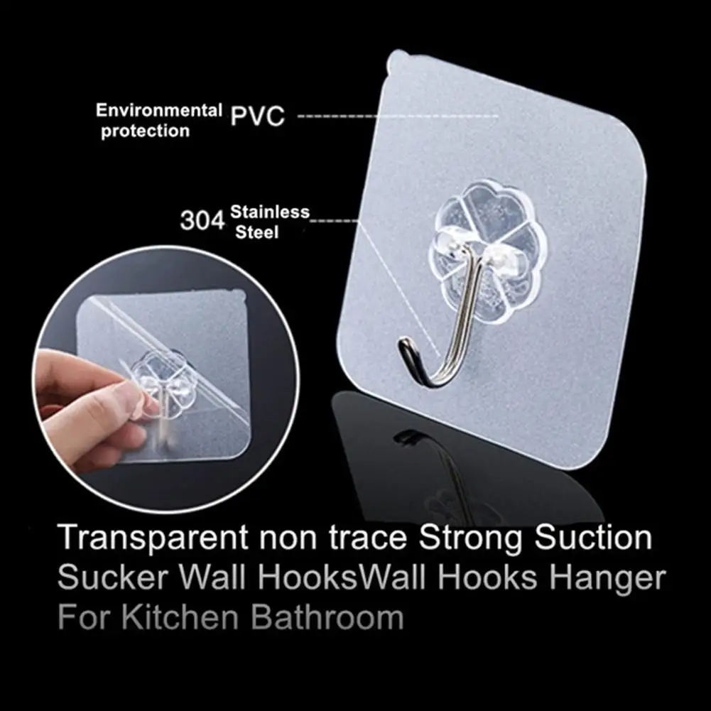 

6/12/16Pcs Kitchen Clear Suction Cup Hooks Wall-mounted Hanger Clothes Coat Rack