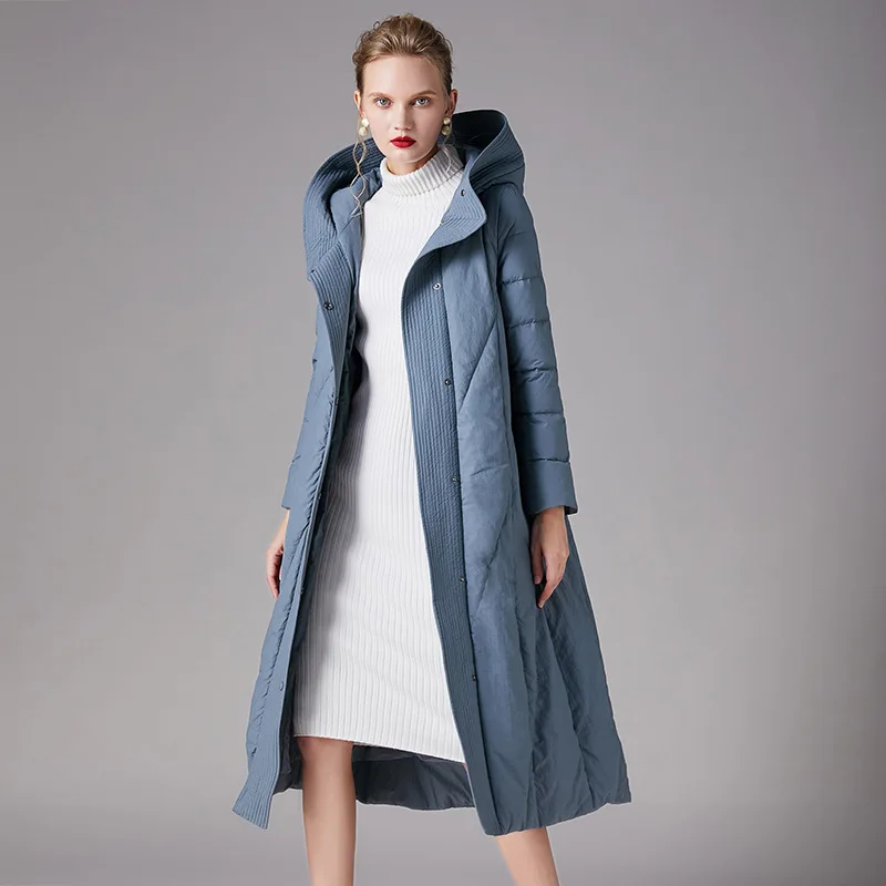 Новинка длинный пуховик Elifashion женская зимняя куртка с украшением из ниток