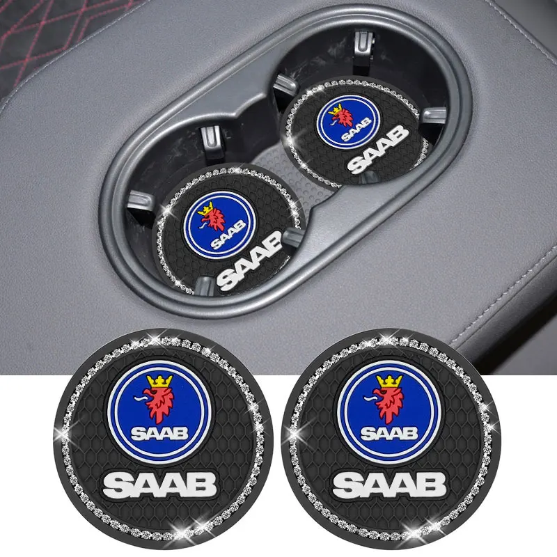 

1/2pcs Car Cup Holder Coaster Non slip Pad Mat anti-slip Bottle Mat For Saab 9-3 9-5 900 9000 Saab Turbo X Monster Car Styling
