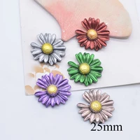 20pcsset 25mm mixed metallic daisy flower flatback scrapbookings headwear embellishment accessories decoration bow center