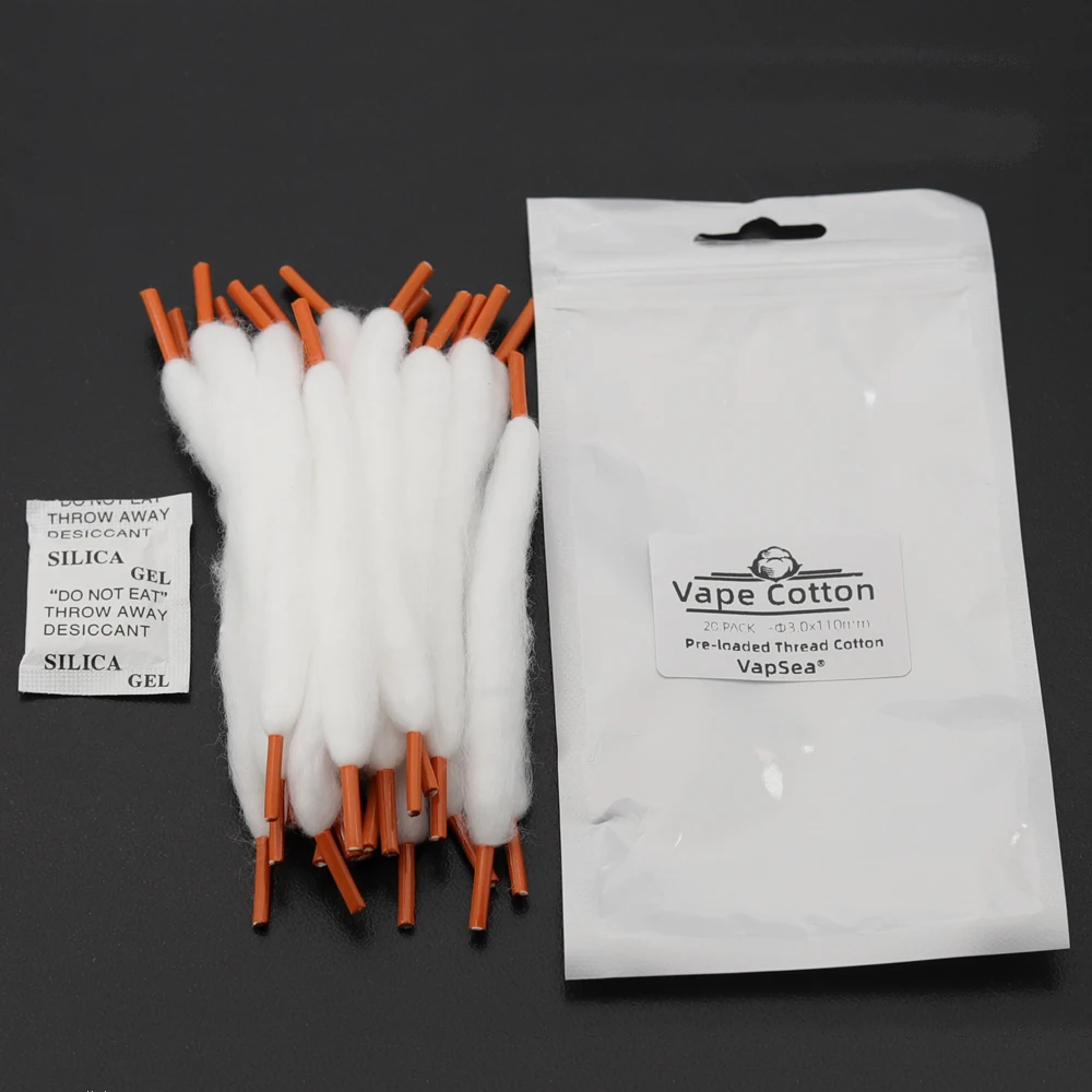 

Original VapSea 20 Pack Dual Thread Vape Cotton wool Organic Prime Electronic Cigarette bacon For RDA RTA RBA Atomizer Coil