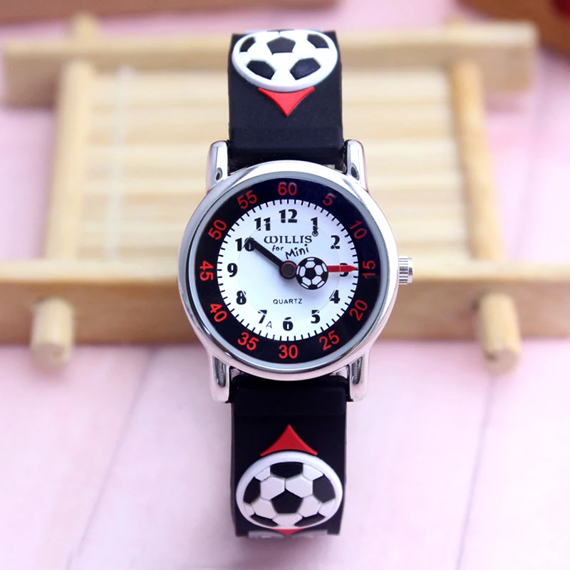 

3D Cartoon Football Design Analog Band Boys Girls Children Kids Watches Wristwatch Students Relogio Montres Kol Saati