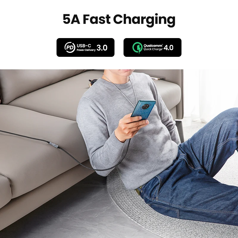UGREEN USB C удлинитель Type 3 1 Gen 2 кабель для быстрой зарядки и передачи аудио данных