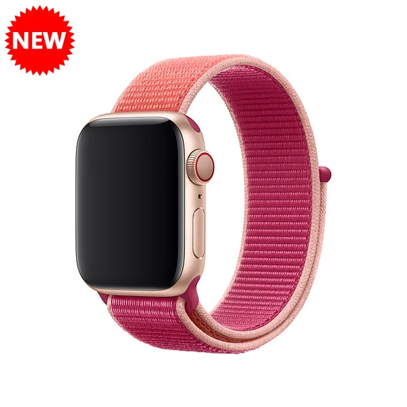 Pomegranate Ремешок для Apple Watch, ремешок для Apple Watch 5, 4, 44, мм, 42 мм, iwatch band 3, 2, 5, 42 мм, 38 мм, Спортивная петля, correa, нейлоновый ремешок для часов - Цвет ремешка: Pomegranate