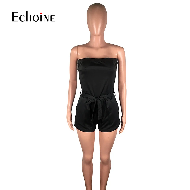 

Echoine 2020 summer Sport Women Solid Color Strapless With Sashes Sexy Bodysuit Jumpsuit High Street Overall Romper Playsuit