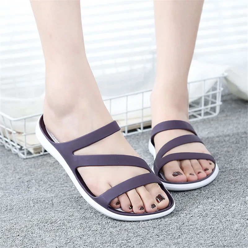 

Garden Beach Jelly Shoes 2021 Summer Sandals Women Shoes Casual Solid Slippers Flats Women Shoes Slip-on Female Platform Shoe