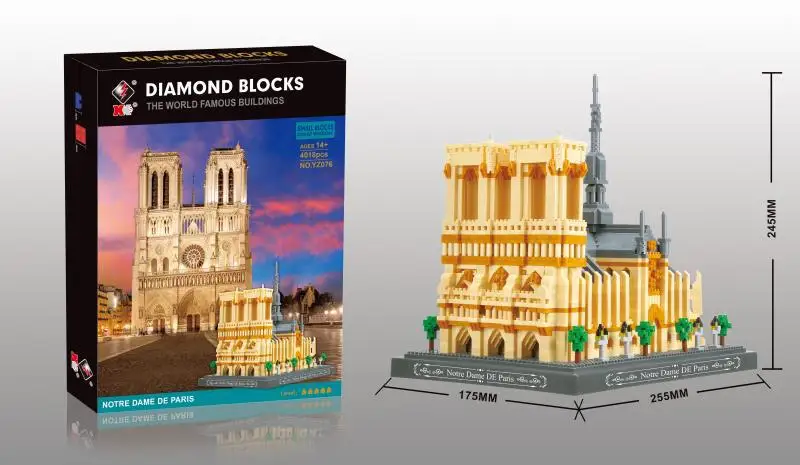 

YZ076 Notre-Dame de Paris diamond building blocks world-renowned architectural model assembly toys for children gifts