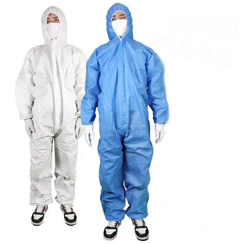 Смс Нетканая Пыленепроницаемая Очищающая цельная одежда с капюшоном для защиты распыления краски одноразовая Защитная искусственная