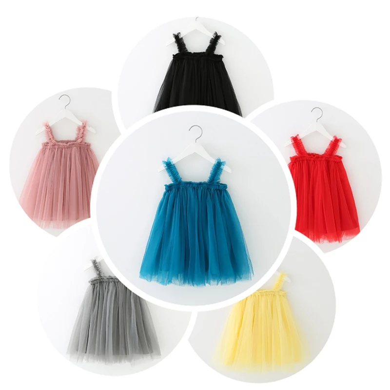 Детское летнее платье без рукавов с сеткой | Детская одежда и обувь