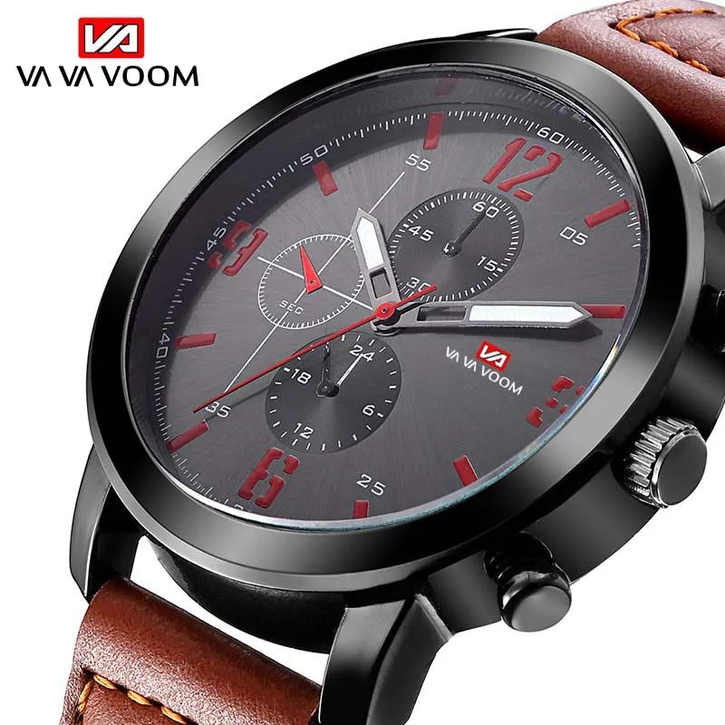 Top Luxury Brand Casual Fashion Sport Watch Mens Military Watches Leather Strap Life Waterproof Quartz Wristwatch Relogio Mascul