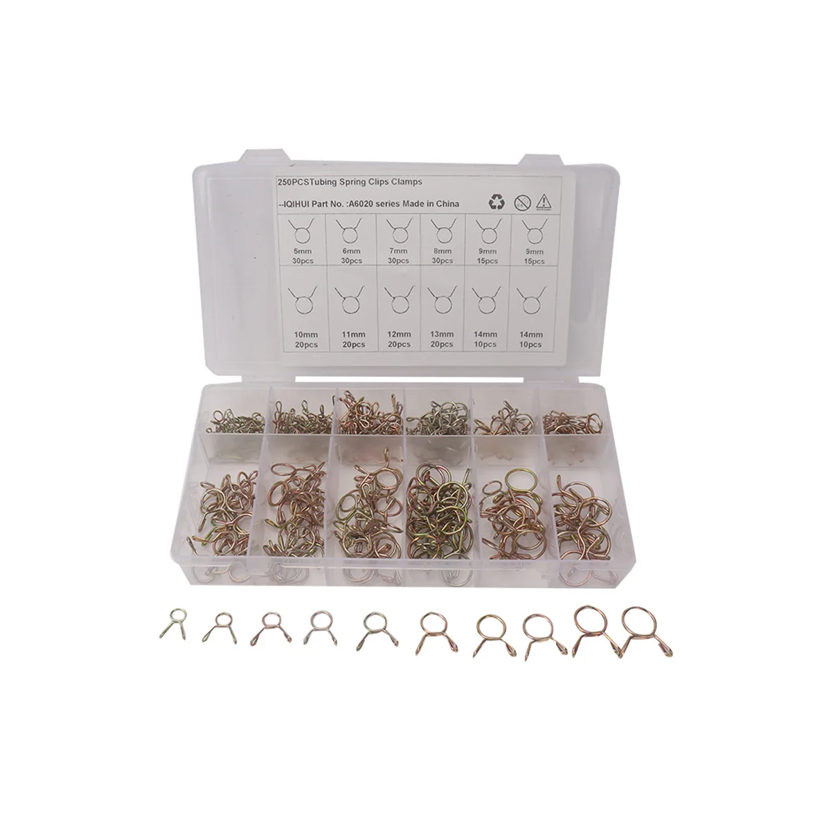 

10 спецификаций-250 шт оцинкованные Пружинные стальные проволочные трубки Cclamp/стальной проволочный зажим #18 вертикальное удаление