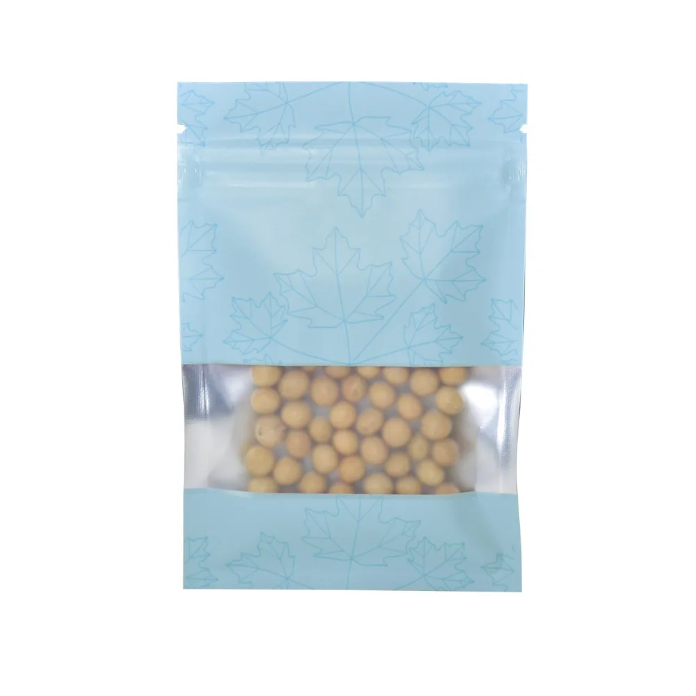 

100Pcs/lot Matte Blue Mylar Foil Zipper Bags Heat Seal Zip Lock Clear Window Bag Candy Stuff Aluminum Foil Ziplock Packing Bag