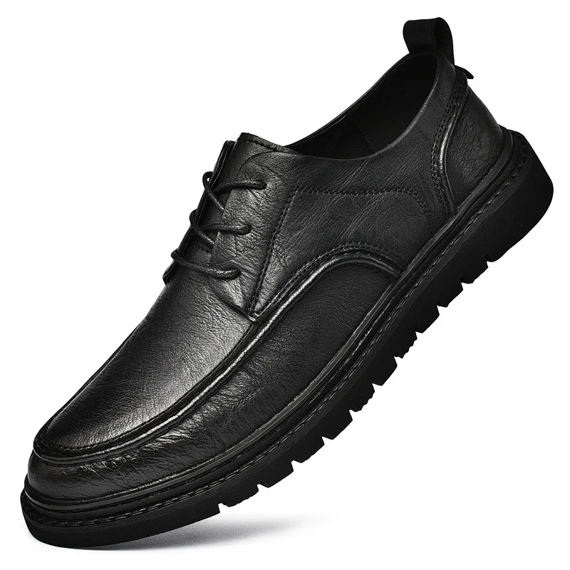 

British Leather Shoes 2021 New Fashion Office Leather Shoes Trendy Business Men's Breathable Casual Shoes Men