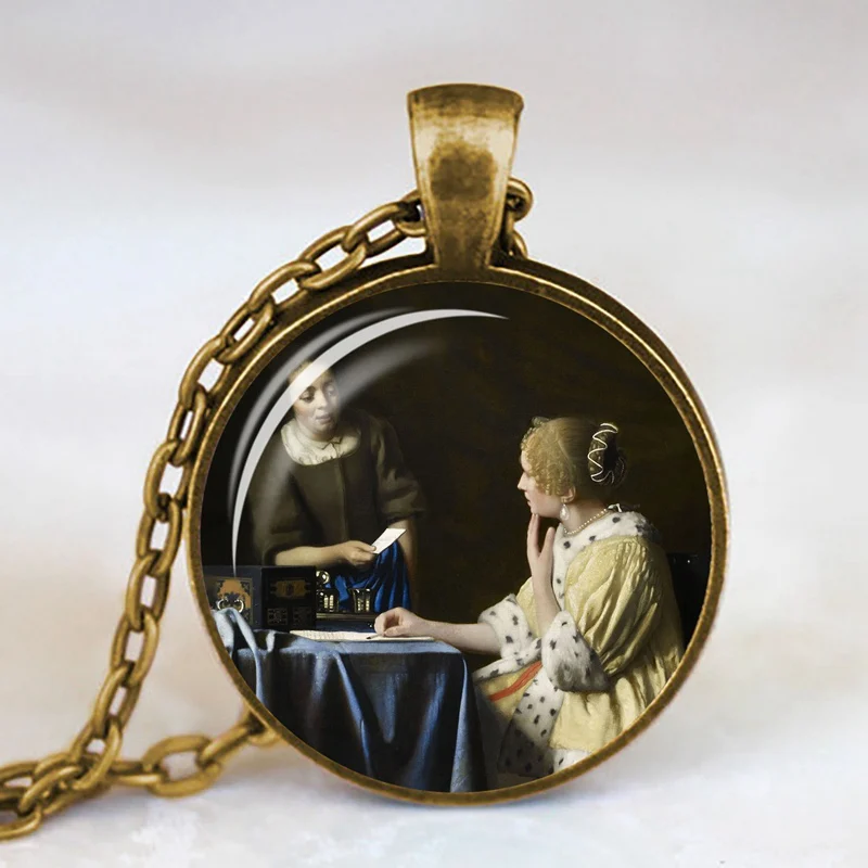21 Девушка носить жемчуг Johannes Vermeer художественное ожерелье-КУЛОН Серебряная Длинная цепочка ожерелье художественное изображение ожерелье s ювелирные изделия для женщин - Окраска металла: 21