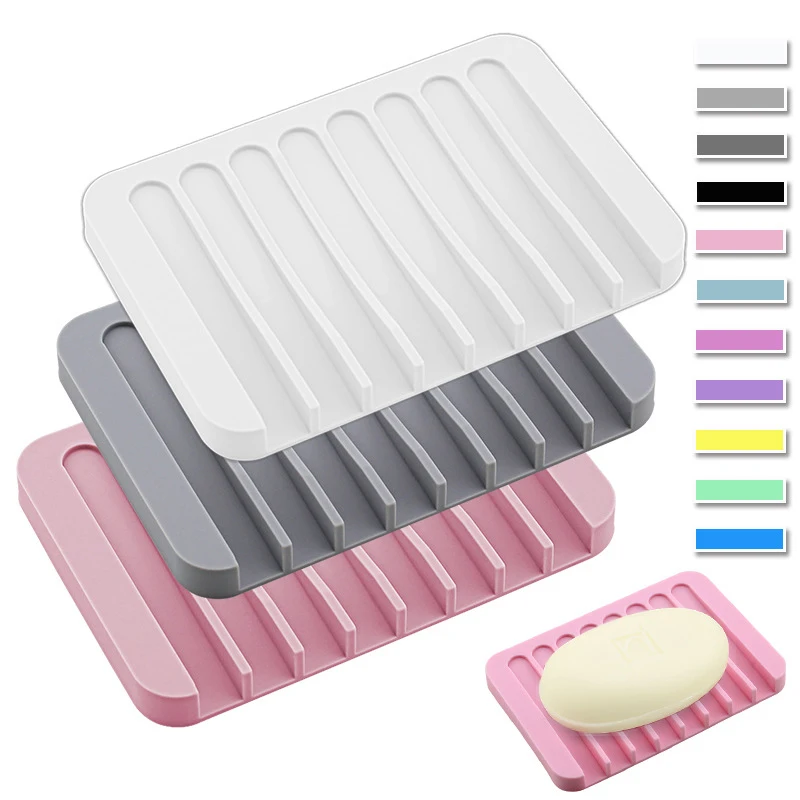 

Soap dishes Home Improvement Silicone Flexible Bathroom Fixtures Bathroom Hardware Tray Soapbox Plate Holder Anti-skidding
