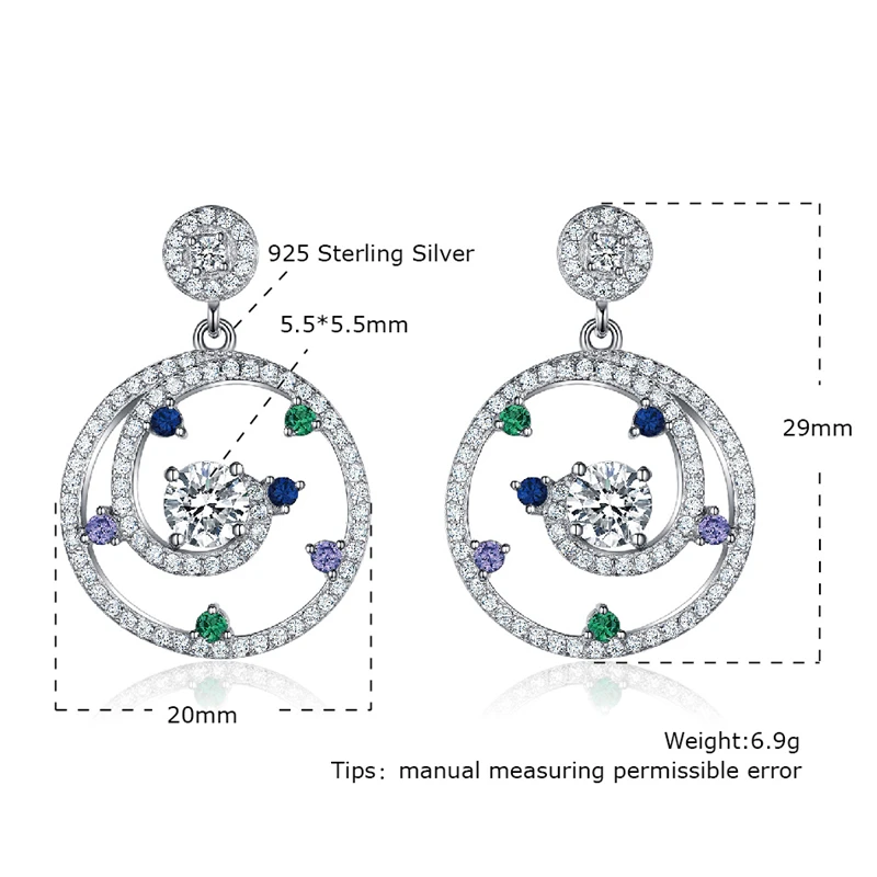 

Lovely Girls Earrings Rotate Twist Colorful CZ Drop For Women Birthday Gifts Fine Jewelry 925 Sterling Silver Earrings