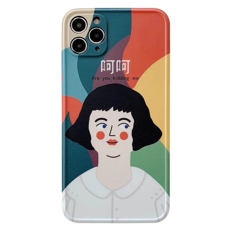 art funny retro abstract girl korean phone case for iphone 11 pro max xr x xs max 7 8 puls se 2020 cases soft silicone cover free global shipping