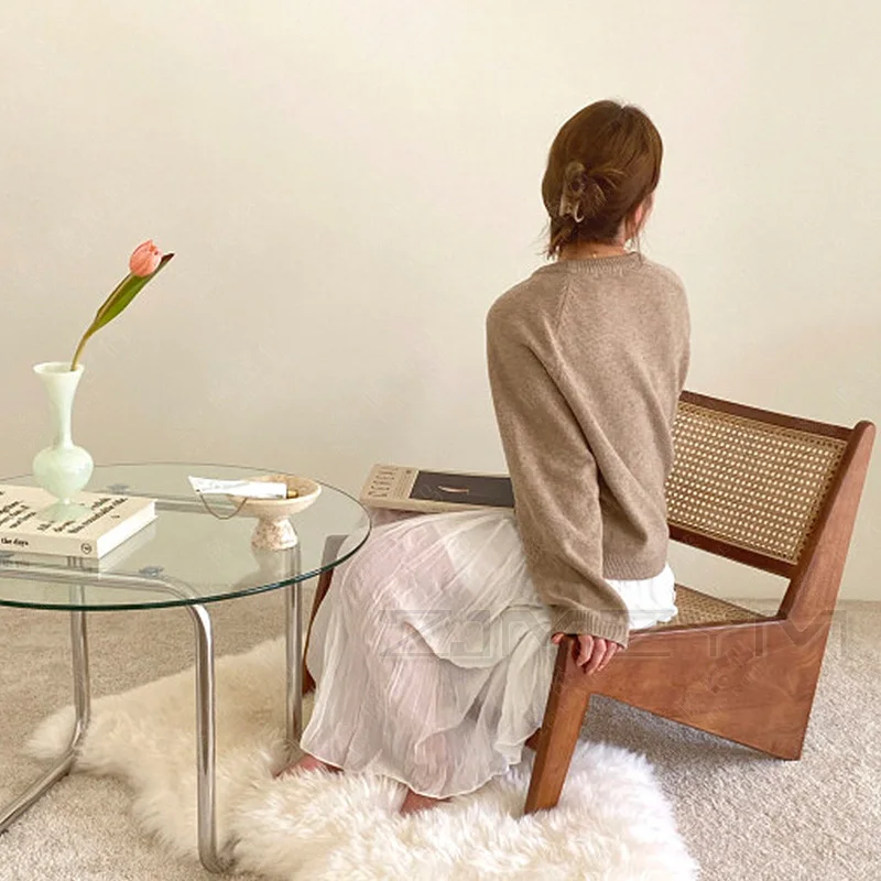 

Скандинавский ротанговый стул на спинке, мебель для гостиной, креативный семейный стул для отдыха из массива дерева из ротанга, стул-кенгур...