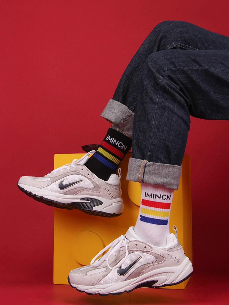 

Harajuku INS HK Wind Color Three Bars couples neutral Men's SOCK Street Fashion Women In the stockings