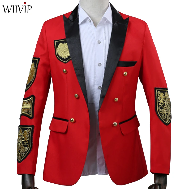 Новый мужской блейзер военная медаль Свободное пальто сценический для певца