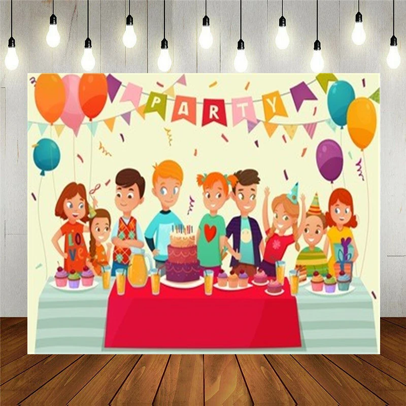 

Реквизит для фотостудии Виниловый фон для фотосъемки украшение для вечеринки в честь Дня Рождения Мультяшные детские конфеты праздничный ...