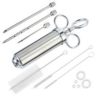 stainless steel meat marinade injector kit grill turkey bbq seasoning sauce flavor needle cooking syringe