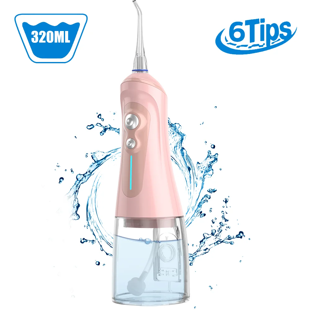 

320ml WaterTank Professional Water Flosser Dental Oral Irrigator 6 Modes with Portable USB Rechargeable Water Flosser for Travel