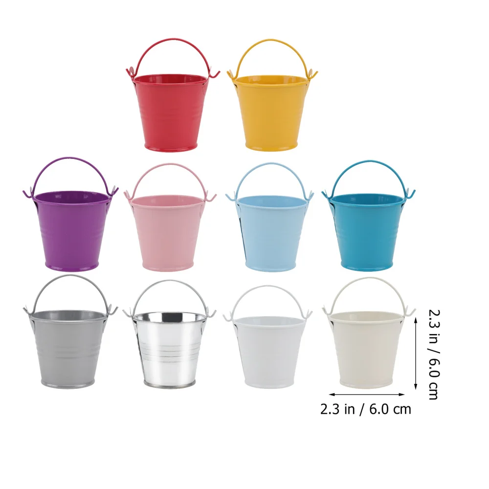

10pcs Garden Decorative Flowerpot Iron Art Flower Bucket Shaped Flowerpot