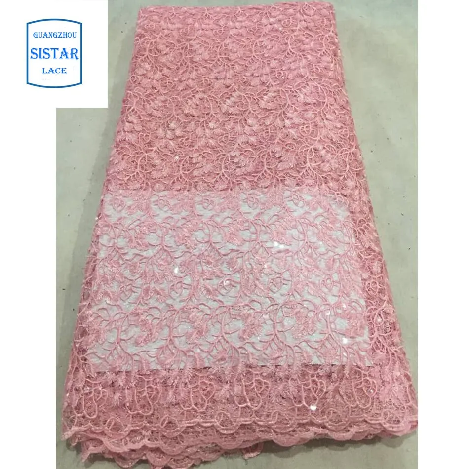 pink Жженая оранжевая нигерийская кружевная ткань африканская французская кружевная ткань высокого качества с блестками Тюль французское кружево ST1867 - Цвет: pink