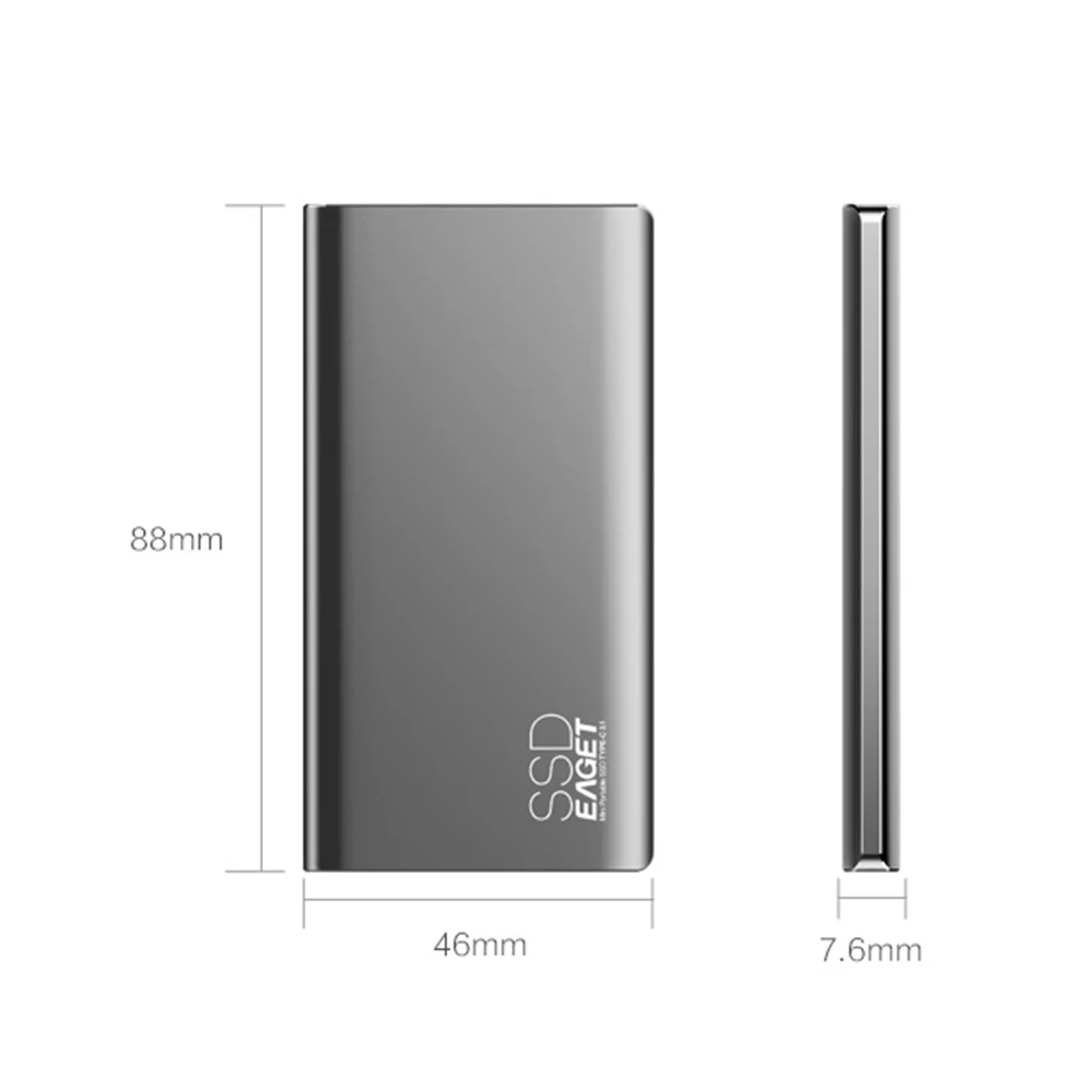 

VKTECH M1 Portable SSD Nand Flash USB 3.1 Type C External Solid State Drive 1TB 512GB 256GB 128GB for Windows 10 8 7 MAC PC