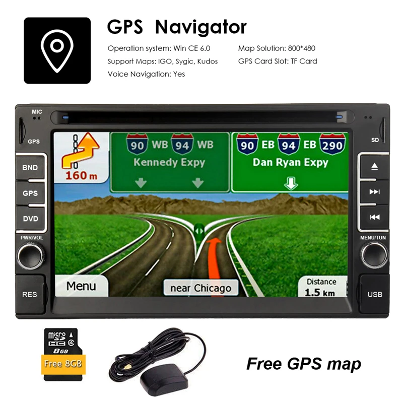 YuanTing Double Din Car Radio 6.2 inch Touch Screen Stereo DVD Player Bluetooth GPS Navigation Head Unit Support SD/USB/RDS/AUX |