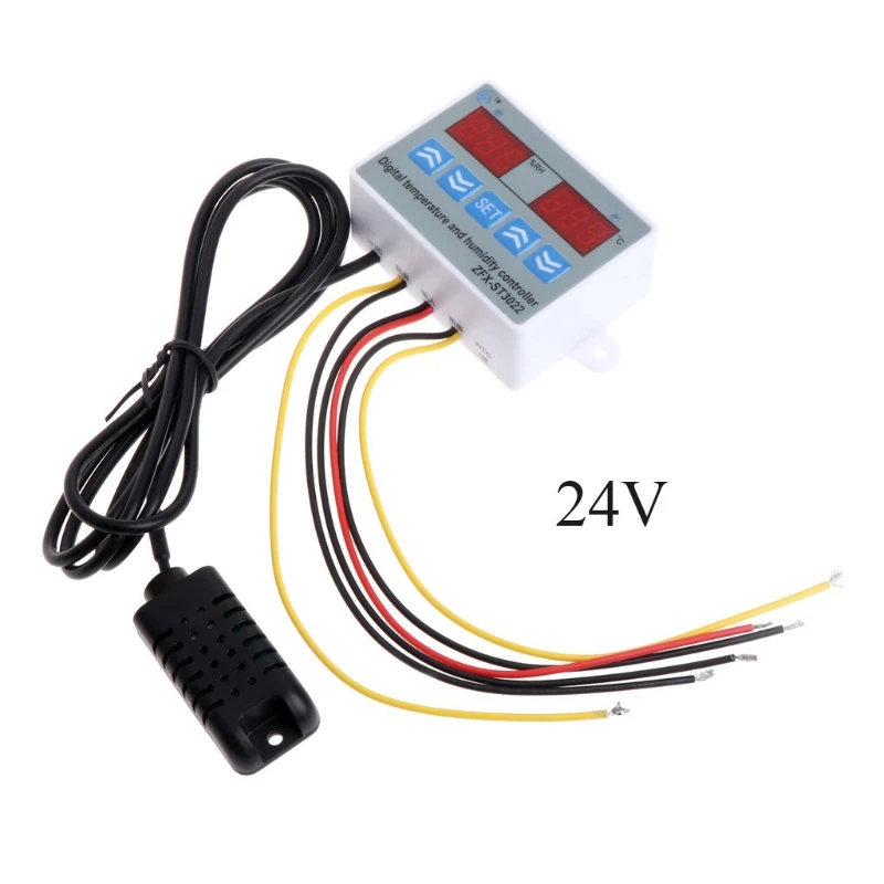

220V 24V 12V 2 in 1 Digital Temperature Humidity Controller Thermostat w Sensor W0YD